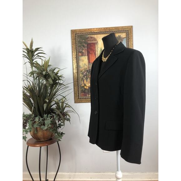 Kasper Womens Suit Jacket Size 10 Black 3 Buttons Whimsigoth Career Preppy Fairy - Picture 5 of 9
